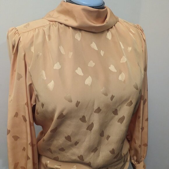 VINTAGE 1980S bright yellow CiaoSport Ltd. blouse - size 12 bow collar - Picture 2 of 9